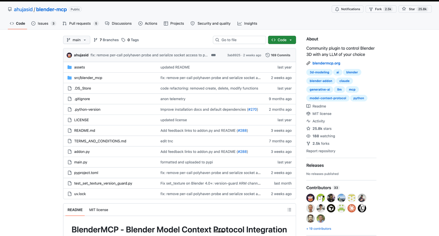 GitHub: ahujasid/blender-mcp